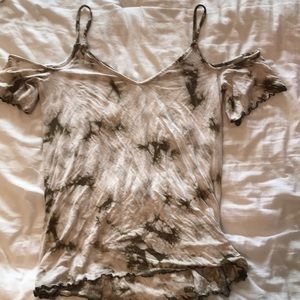 American Eagle green tie dye off the shoulder